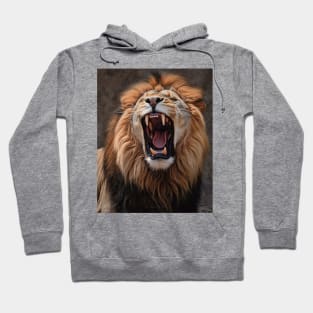 Majestic Serenity: Hyperrealistic Oil Painting of an Amazing Zoo Lion Hoodie